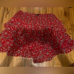 INTERMIX Red and White Floral Skirt